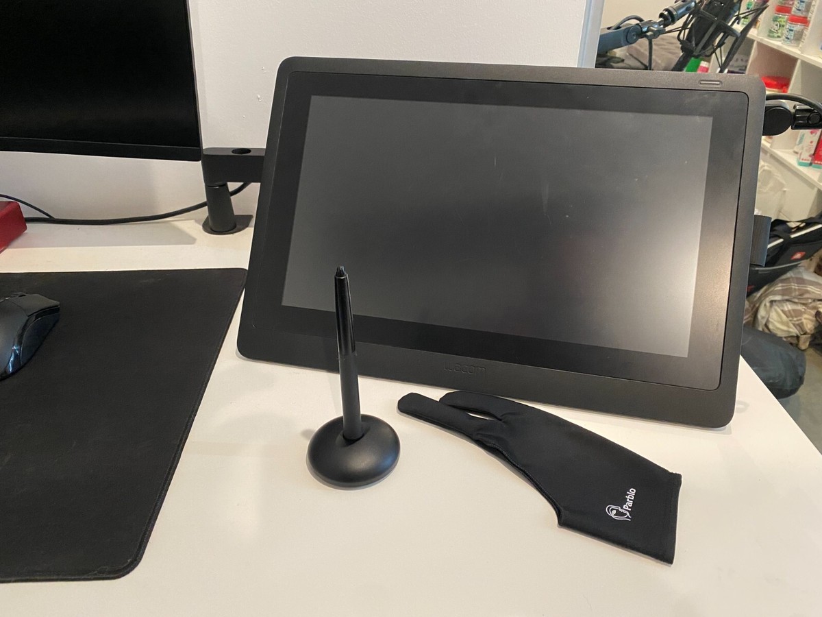 Wacom Cintiq Pro 16 DTK-1660 with pen holder, glove, and