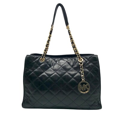 Michael Kors Black Quilted Leather Susannah Shoulder Bag