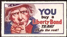 Uncle Sam Buy Liberty Bond Cinderella Poster Stamp 1940s WW2 Era