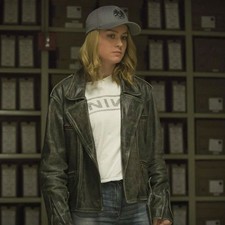 Women's Captain Marvel Brie Larson Black Distressed Leather Jacket