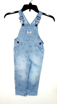 Vintage Oshkosh Vestback Denim Overalls with Flowers 2T Pinstriped