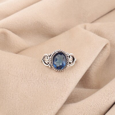 London Blue Topaz Gemstone 925 Sterling Silver Jewelry Handmade Engagement Ring