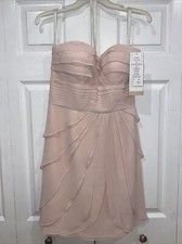 Bill Levkoff Pink Bridesmaid Dress 158 Prom Wedding Short Chiffon Strapless NEW
