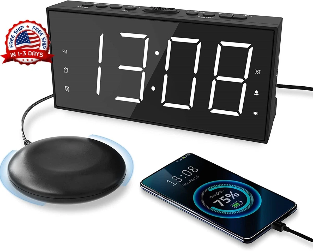 Reloj Despertador LED Proyector Digital Inteligente Para Mesa De Noche  Alarma US