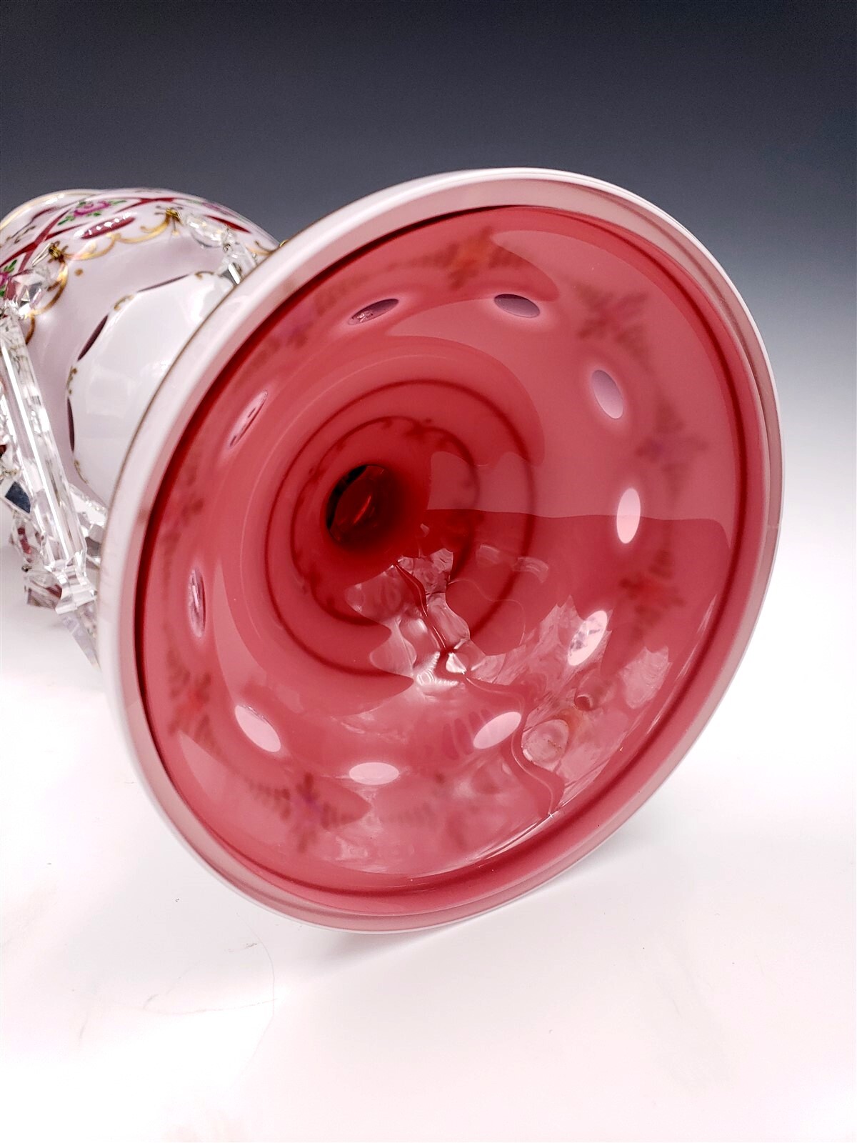 Bohemian Overlay Cut Crystal Mantle Lusters Large Set eBay