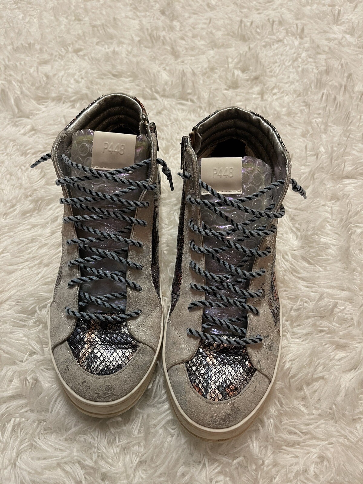 P448 Python Metallic Leather High Top Sneakers - image 3