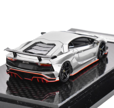 YM 1:64 Silver Aventador S Rowen Racing Sports Model Diecast