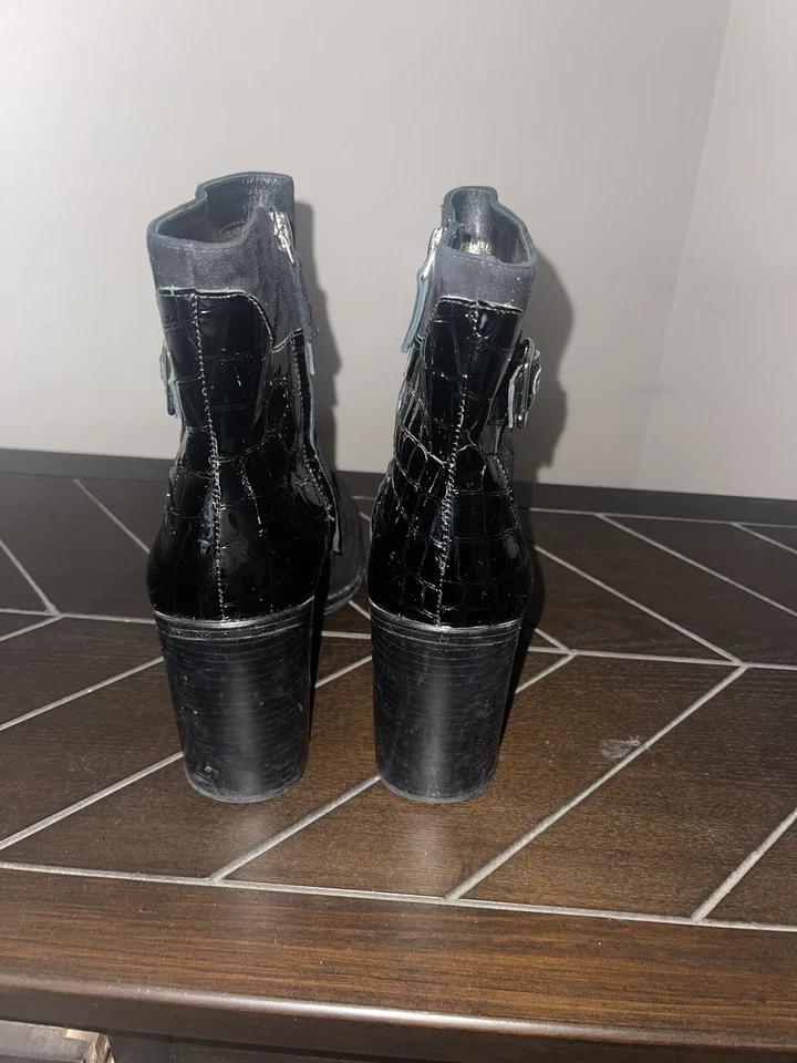 Botín Johnston & Murphy Hope Tacón Bloque Cuero Negro Mujer Talla 8.5M Foto 2 de 4