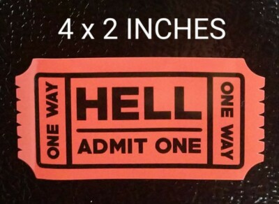 4x2'' One Way Ticket to Hell Decal Black/White or Red/Black Funny Vinyl Sticker