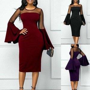 mesh midi bodycon dress