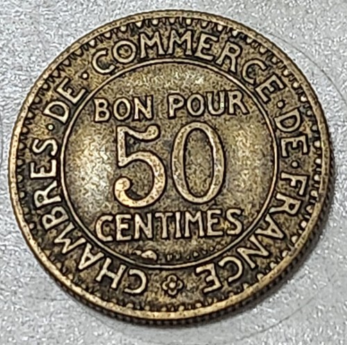 FRANCE 🇫🇷 FIFTY (50) CENTIMES COIN (CHAMBER OF COMMERCE) 1923 - 第 1/2 張圖片