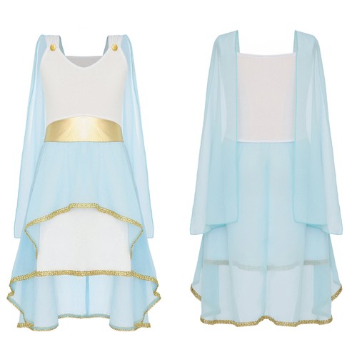 Girl Robe Rome Toga Children Greek Costume Flowy Dress Asymmetrical Uniform - Picture 6 of 56