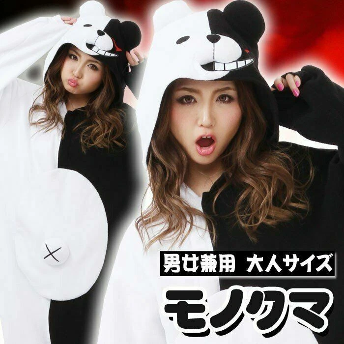 Danganronpa Monokuma Cosplay Disfraz Unisex Vellón Ropa para el Hogar Cálido Pijama Mono Foto 2 de 4