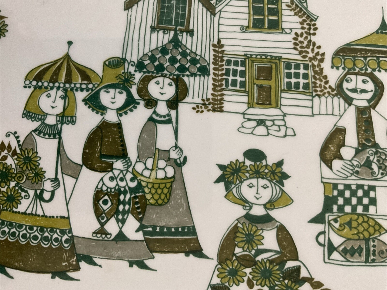 Figgjo Flint Norway Turi Design Green Market Serving Platter VINTAGE 39.5CmW