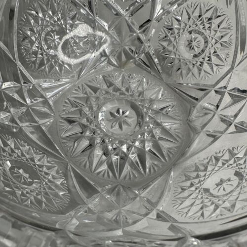 American Brilliant Heavy Crystal Bowl Hobstar & Arches 9” 40's MCM Antique VTG - Picture 2 of 20