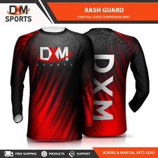 DXM MMA Rash Guard BJJ Fight Training Gym Fitness Long Sleeve Compression Shirt
