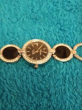  Strada Watch with Diamond Crystals. Black/Gold. Working and Water Resistant.