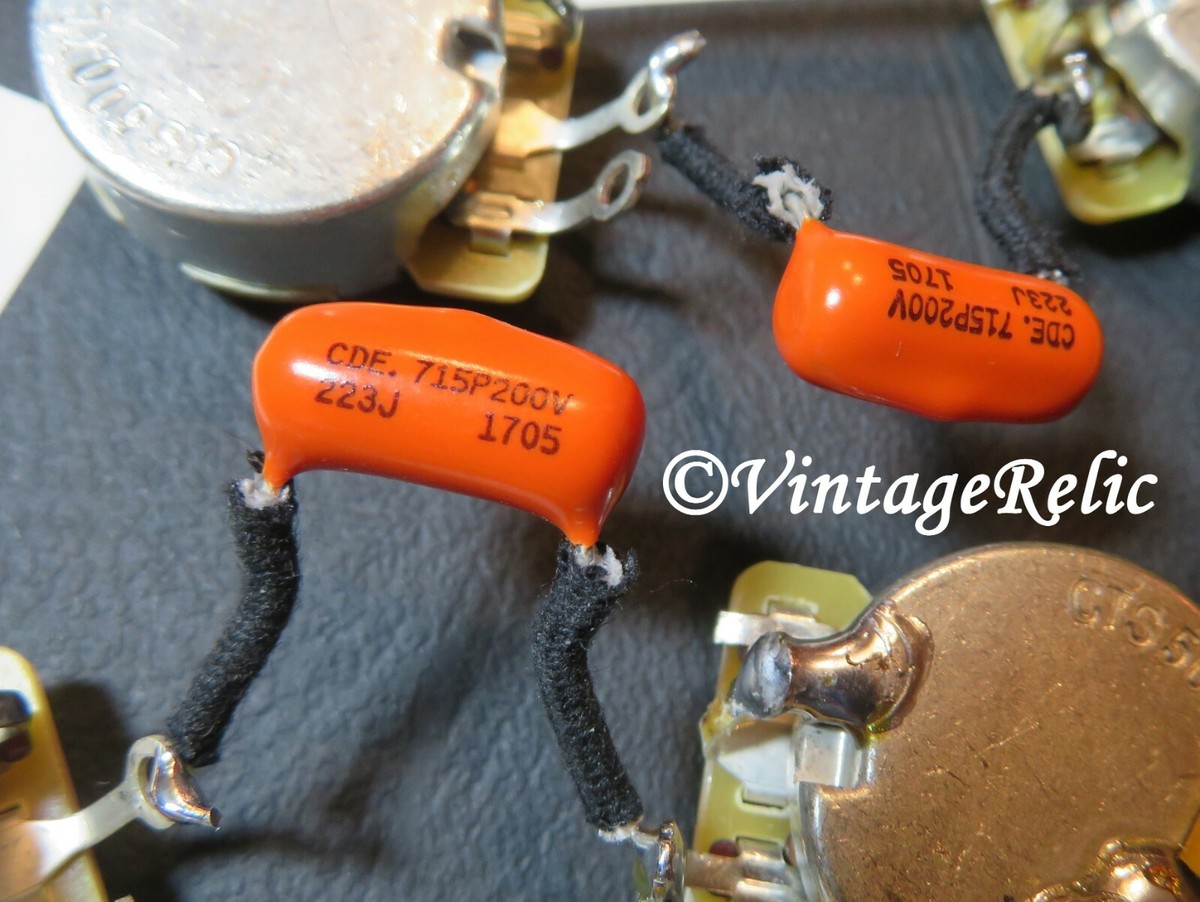 Wiring Kit Orange Drop .022uF Caps CTS 550k LONG SHAFT pots for