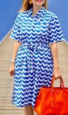 Marimmeko Uniqlo Short Sleeve Shirt Dress  with Belt Blue Wave Size Small