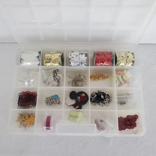Organizer Plastic Box 20 Compartments Filled With Assorted Craft Supplies Case  