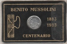 MUSSOLINI  1 FOLDER CON MONETA DEL CENTENARIO BENITO MUSSOLINI MILITARIA