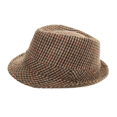 Tweed Hat Ladies Mens Boys Trilby fedora Herringbone Wool Mix