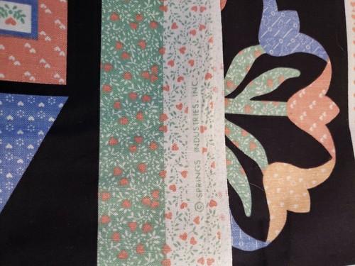 Vintage Sewing Fabric Springs Cheater Quilt Sampler Black 1.3ydX45" - Picture 8 of 8