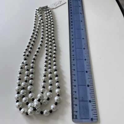 Gaby's Costume Jewellery NECKLACE NEW tags B & w pearl style 25cmstriple strand 