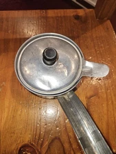 VINTAGE Small EGG POACHER PAN 3 Piece Aluminum Pan Black Handle on Lid