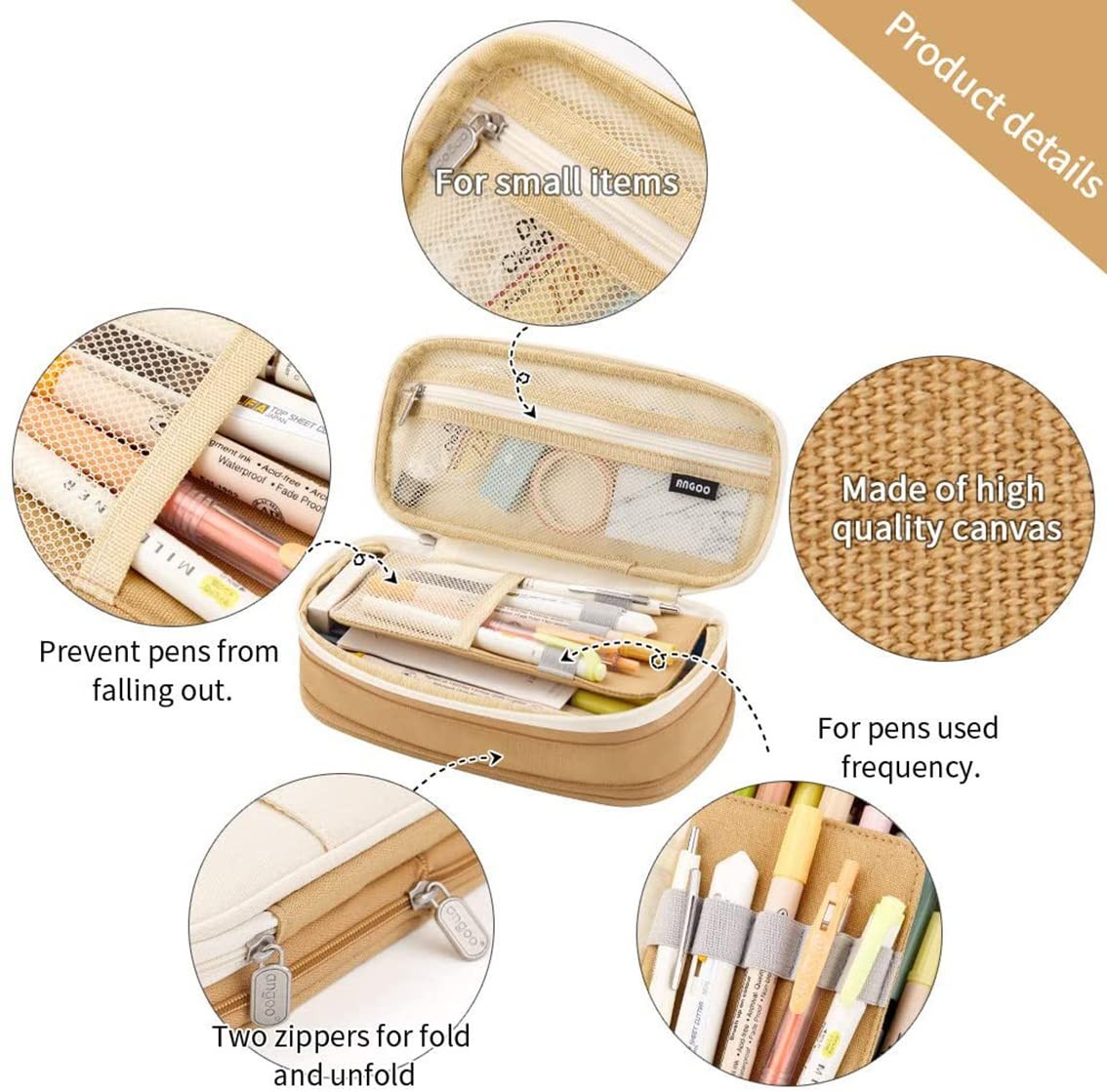 Big Capacity Pencil Pen Case Office Large Storage High Capacity Bag Pouch Hol...