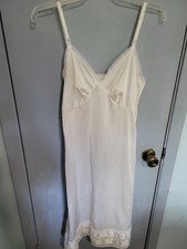 Sears Womens Full Slip Size 34 White Nylon Made in USA Lace Romantic Feminine