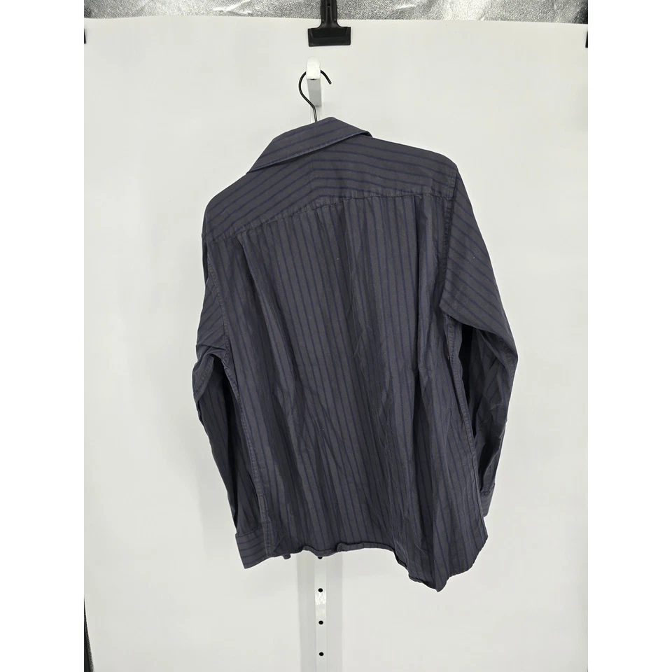 Apt 9 Mens Sz M Superfine 80s Cotton Long Sleeve Button Up Dress Shirt Navy Gray - Image 2 of 4