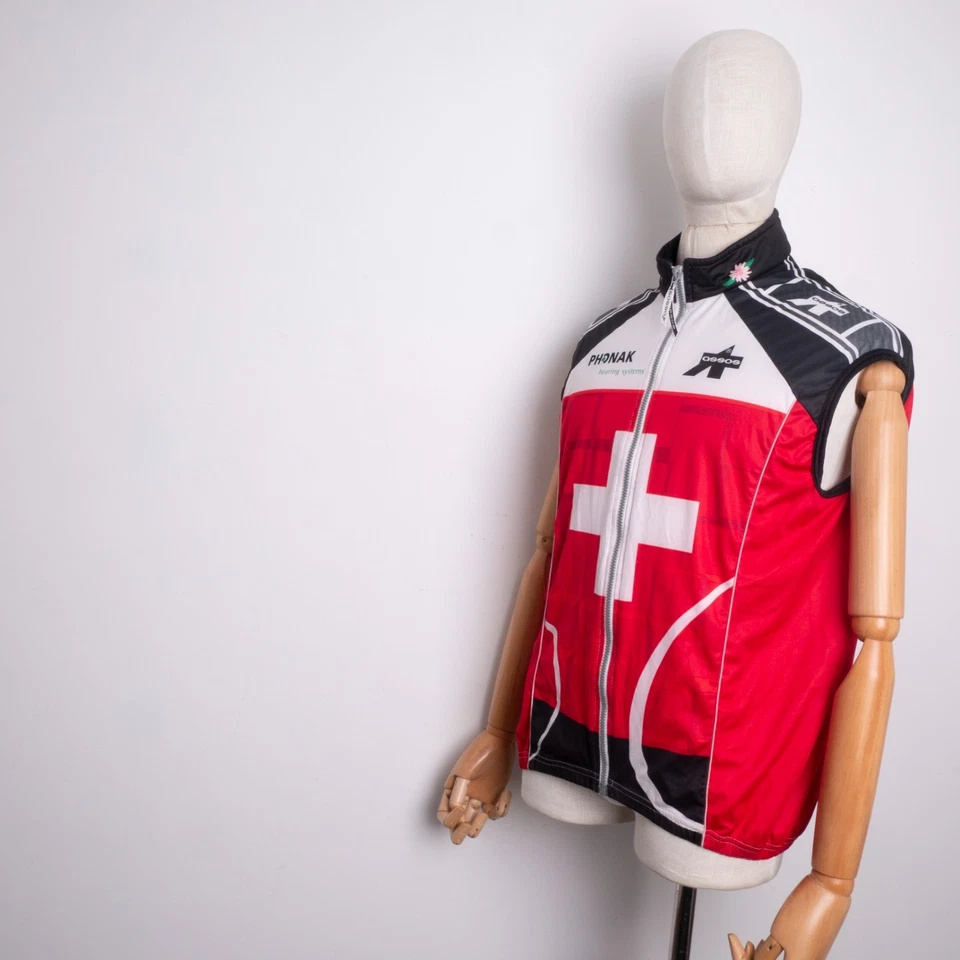 ASSOS Mens Vintage Cycling Windstopper Full-Zip Vest Size XL - SWISS TEAM RIDE - Image 2 of 4