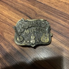 Country Music Belt Buckle Vintage Banjo Guitar Fiddle Musician Americana 1982