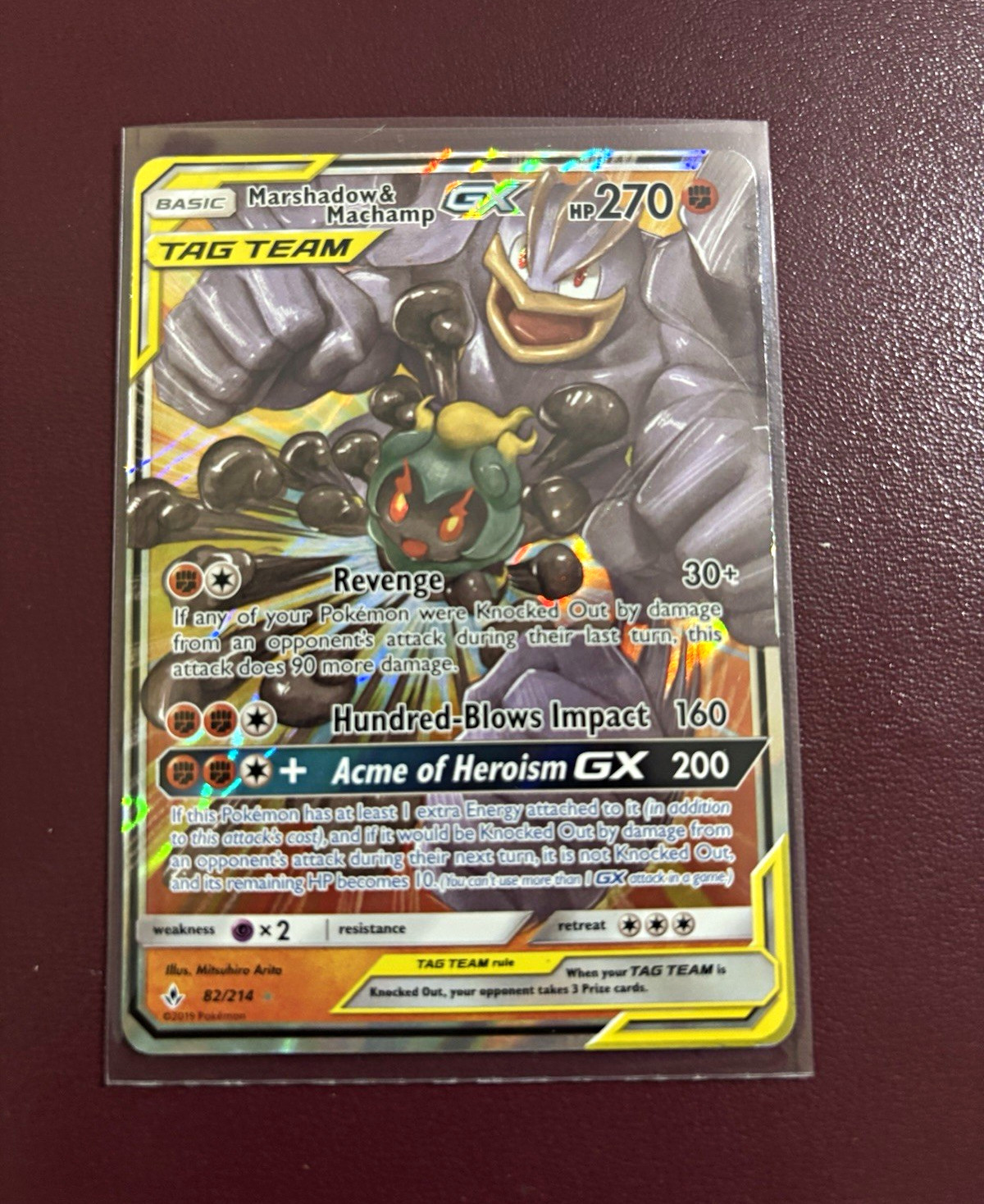 Pokémon TCG Marshadow & Machamp GX TAG TEAM Holo 82/214 Unbroken Bonds