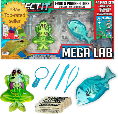 Top Secret Toys Mega Lab  Kit for Kids Synthetic Frog and Piranha Dissection