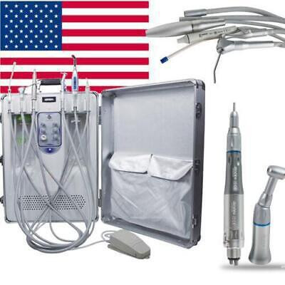 US Portable Dental Delivery Turbine Unit Curing Light Ultrasonic Scaler+Gift