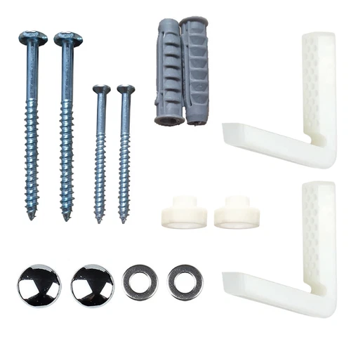 WC Toilet Pan Bidet Fixing Kit Bathroom Fitting Set Angled Brackets Screws Caps
