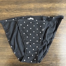 Pink By Victoria s Secret, Small, Black Polkadot, Cotton String Bikini Panties