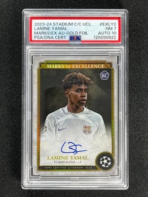 10/50 JSY# 1/1 2023-24 Topps Stadium Lamine Yamal Gold Marks RC PSA 7/10 Auto 🔥