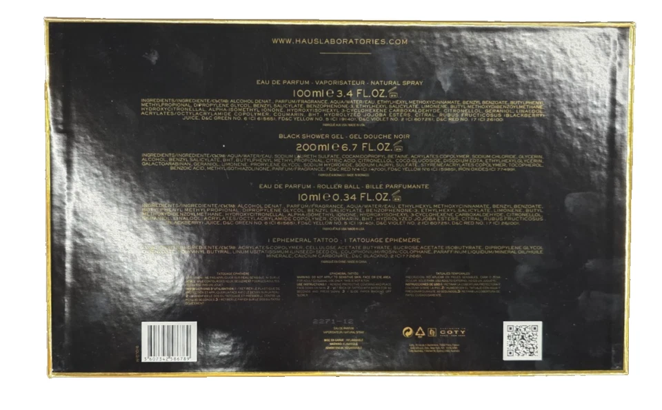 Lady Gaga Black Fluid Eau De Parfum 3.4 OZ Gel de Ducha Rollerball Set de Regalo LEER Foto 2 de 3