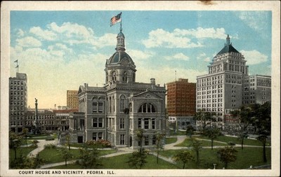 Court House and Vicinity Peoria Illinois vintage postcard k304