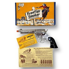 FRONTIER SMOKER Vintage 1950s PE Co. Diecast Metal Cap Gun Revolver Original Box