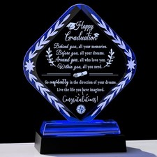 Graduation Gifts for Her Him Crystal Plaque with Light Base Class of 2025 Col...