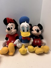 Disney Mickey Mouse Minnie  Donald About 14  Plush Lot of 3 Used Good Condition