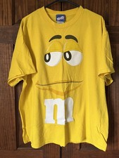 Vintage Y2K M&M Big Face Print Shirt XL Yellow Mars Candy Official Product Retro