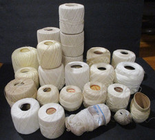 VINTAGE Mixed Lot of Shades of White/Ivory/Ecru Crochet Threads - 23 Pieces
