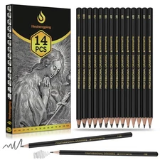 14 Pack Graphite Sketch Pencils Set, Drawing, Sketching, Shading, Artist