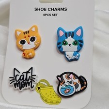 Women's Girl's Unisex Crocs Shoe Charms 4 Piece Set Cat Mom Cats NWT Unique Gift