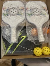 Achiou Pickleball Paddles Set of 2,Fiberglass Pickle Ball Rackets,Carry Bag NEW